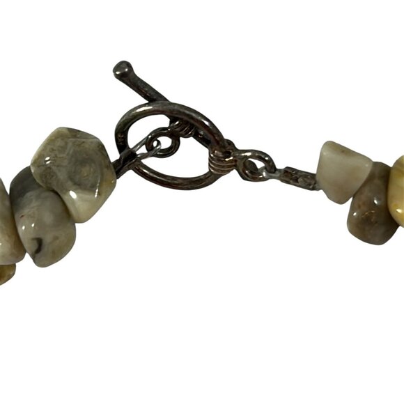 Earth Tone Natural Stone Chip Necklace Round Bead Spacers Fall Colors - Picture 4 of 7